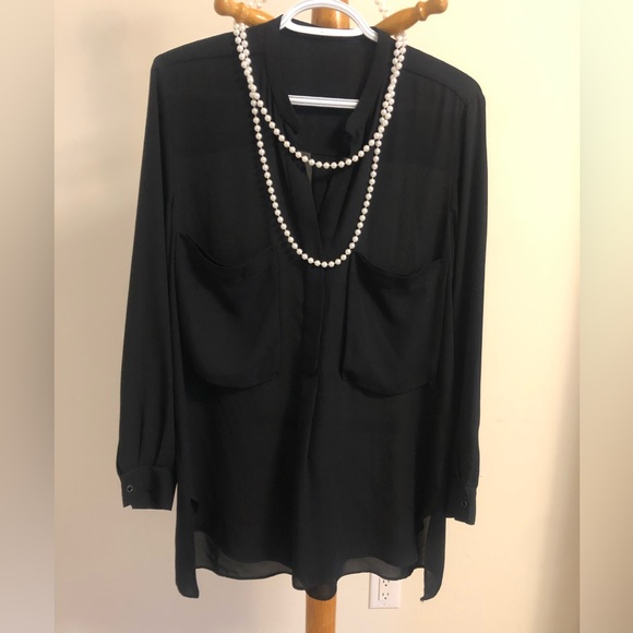 Black tunic style loose light blouse, size L - Picture 1 of 6